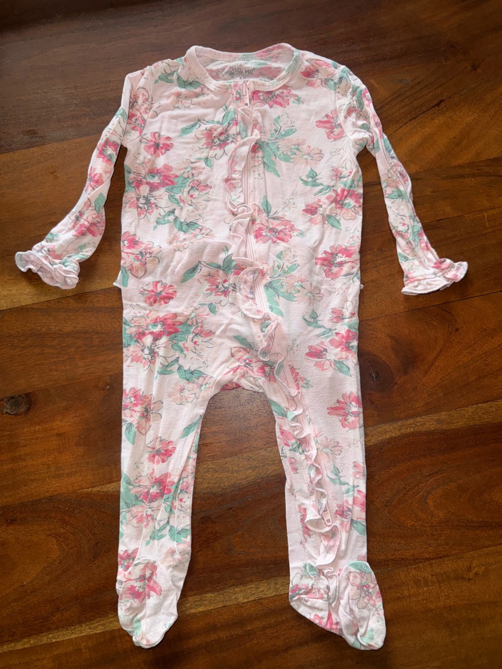 Little Me Pink Floral Ruffle Footed Sleep Sack One-Piece